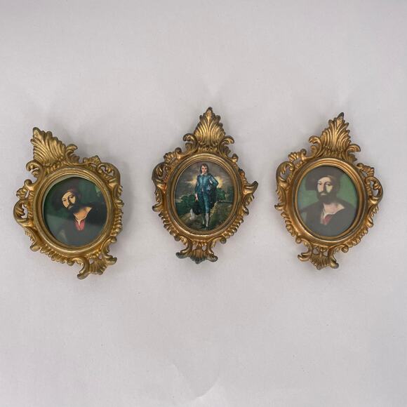Vintage Other - Vintage Ornate Hong Kong molded plastic framed portraits, wall art set of 3